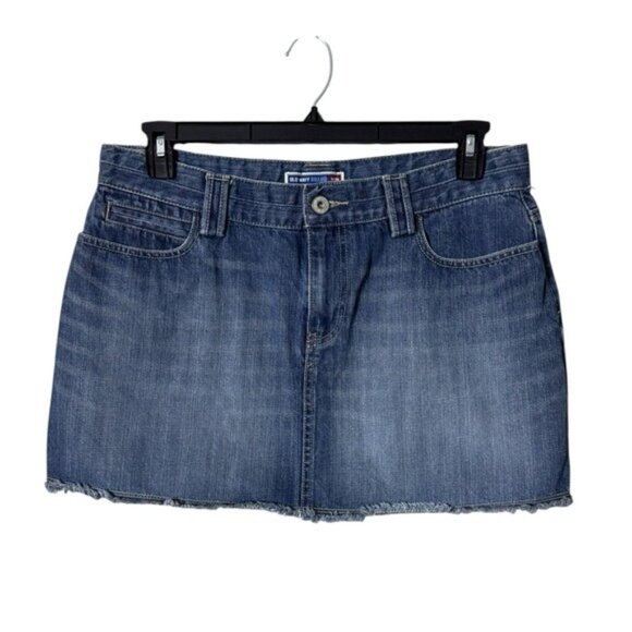 Vintage Y2K Old Navy Micro Mini Skirt Size 12 Ultra Low Waist Denim Festival - Picture 1 of 6